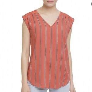 Express Coral Striped Blouse
